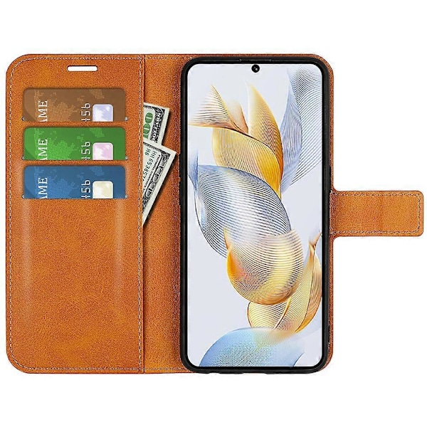 Til Honor 90 Telefon Cover Kalvetekstur Læder Cover Stativ Wallet Firkantet Magnetisk Lukning Etui Multicolor Style A