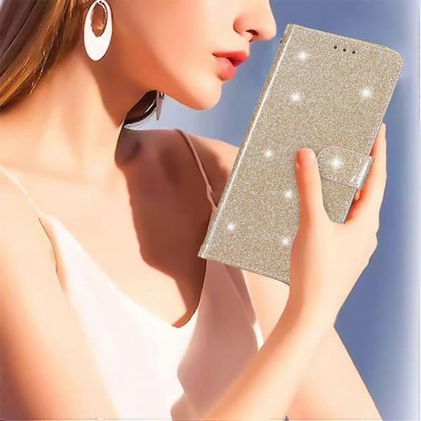 Glittery Flip Wallet Læder Cover til Motorola Moto E20/E30/E40 Multicolor Style D