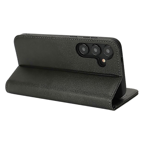 Til Samsung Galaxy S25 Etui PU Læder Kalvepræget Magnetisk Lukning Smartphone Cover - Mørkebrun Multicolor Black