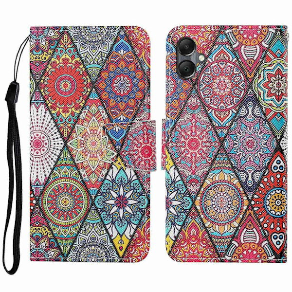 Skal för Samsung Galaxy A06 Mönstertryck Skyddande Läderfodral - Maskros Multicolor Rhombus Totem