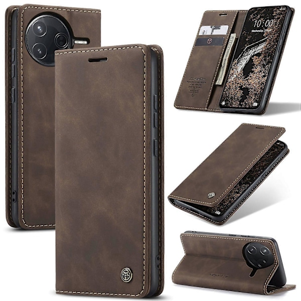 Til Xiaomi Poco F7 Ultra 5G/ Xiaomi Poco F7 Pro 5G Wallet Case CASEME 013 Series PU Læder Telefon Cover Multicolor Coffee