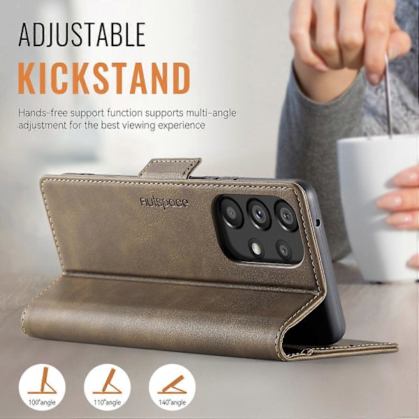 Til Samsung Galaxy A33 5G Etui AUTSPACE A11 RFID-Blokerende Retro Læder Mobiltelefonpung Cover Multicolor Brown