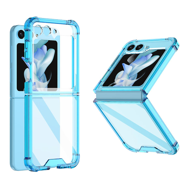 För Samsung Galaxy Z Flip5 5g genomskinligt phone case Soft Tpu Airbag Anti-fall Cover Transparent Blue