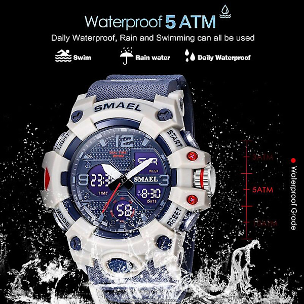 Smael Herr Sport Digitala klockor Dual Time Quartz Armbandsur Orange Chronograph Vattentät Watch Relogio Reloj Orange-Box