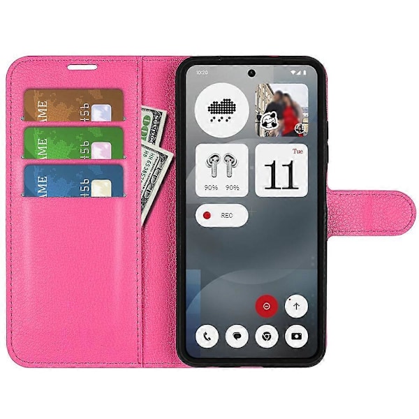 För Nothing Phone Fodral Litchi Textur Stötsäkert Läder Plånboksfodral Multicolor Rose