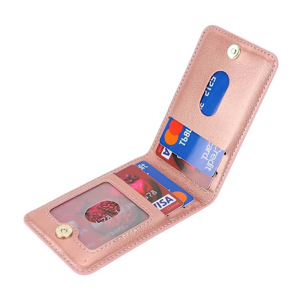 Magneettinen korttikotelo, yhteensopiva MagSafe Slim Leather ID -luottokorttitaskun kanssa - Tummanruskea Multicolor Rose Gold