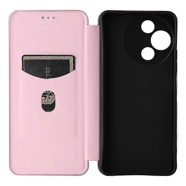 För TCL 60R 5G/ 60 5G Fodral Kolfibertextur Fallsäkert PU Läder Telefonskal Multicolor Rose Gold