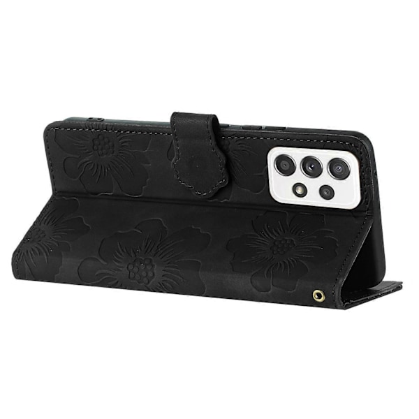 Til Samsung Galaxy A53 5G Telefon Cover PU Læder Prægede Blomster Stand Wallet Fuld Beskyttelse Case Multicolor Style D