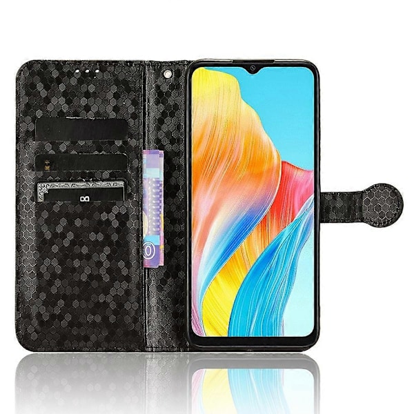 För Oppo A38 4G Fodral PU Läder Präglat Vikbart Ställ Mobiltelefon Skal Multicolor Style E