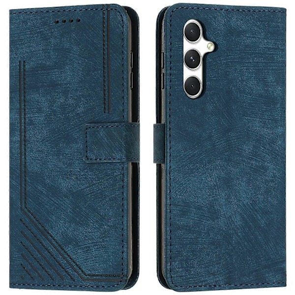 Til Samsung Galaxy A36 5G Etui Prægede Linjer Læder Telefon Cover Foldbart Stativ Multicolor Style D
