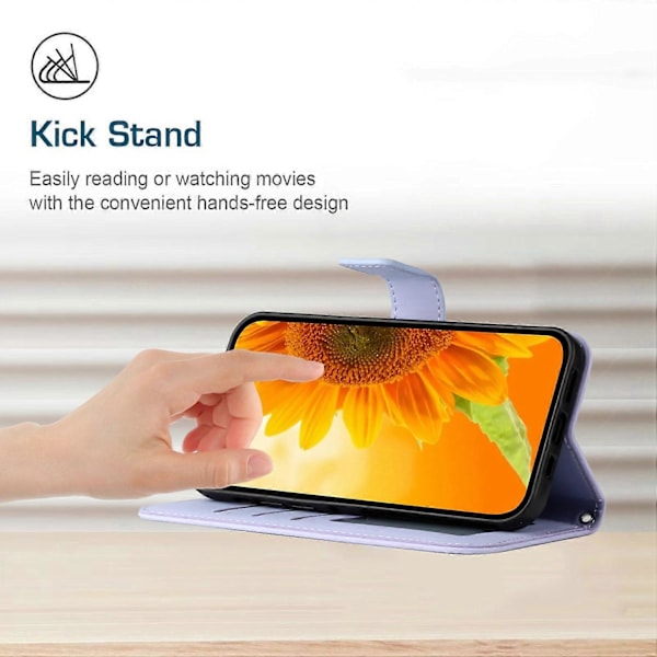 Crossbody telefoncover i PU-læder med solsikkedesign og stativ til Samsung Galaxy A35 5G Multicolor Style B