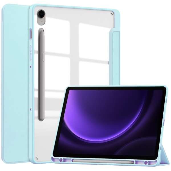 Case för Samsung Galaxy Tab S9 Fe, Läder+tpu+akryl Cover med pennfack Baby Blue