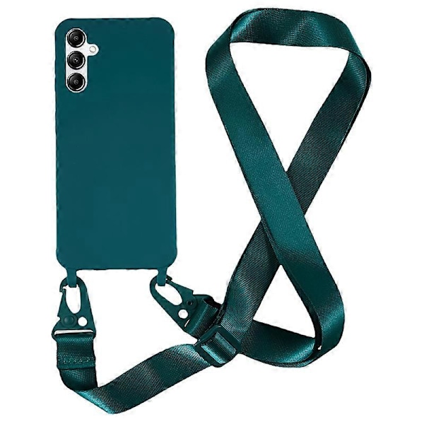 Matt TPU-skal med lång snodd för Samsung Galaxy A05s 4G Multicolor Dark Green