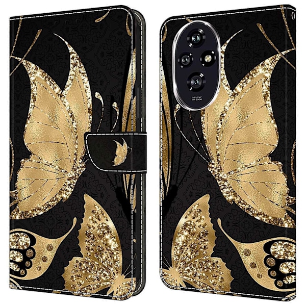 Plånboksfodral för Honor 200 Pro 5G Magnetlås 3D-mönster Läder Telefonskal Multicolor Style A