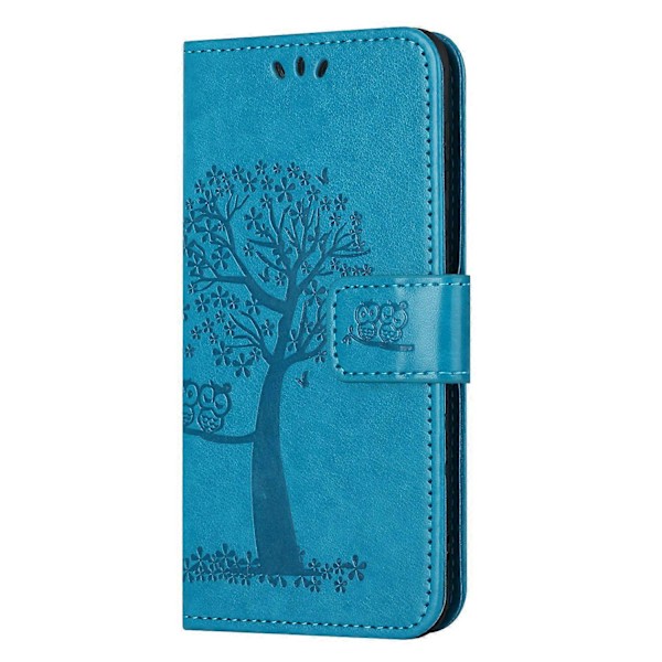 Til Samsung Galaxy A15 5G Etui Ugle Træ Præget Læder Flip Telefon Cover med Pung Multicolor Style A