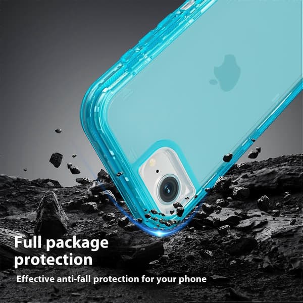 Deksel til iPhone 16e, 3-i-1 Avtakbart Støtsikkert TPU + PC Telefon Bakdeksel Multicolor Transparent Blue