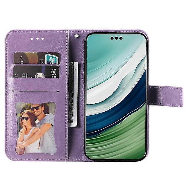 Til Huawei Mate 60 Pro Etui Blomsterpræget PU Læder Stand Cover Anti-drop Wallet Multicolor Style B