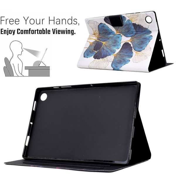 Case för Lenovo Tab M10 (gen 3) Pu Leather Flip Cover Printed Tablet Stand Case med kortplatser Leaf