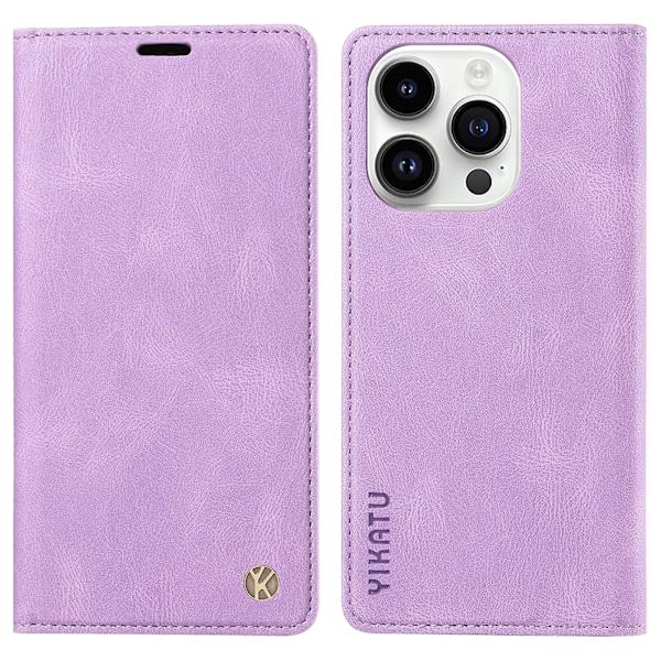 För Iphone 15 Pro Max Skin-touch Pu Läder Shell Plånboksställ Cover Purple