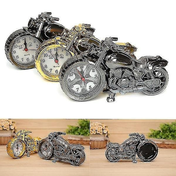 Motorcykeldesign Quartz Clock Väckarklocka Time Keeper Silver