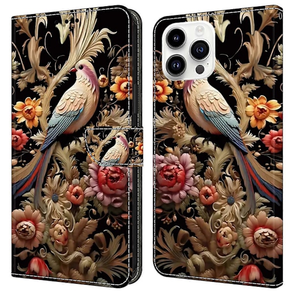 PU-læder flipcover med stativfunktion til iPhone 16 Pro Multicolor Style I