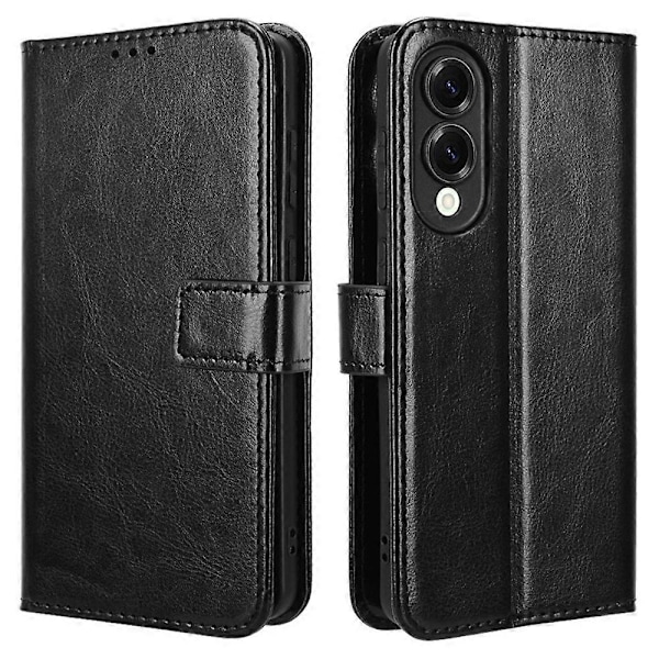 Til Samsung Galaxy S25 Edge Etui Crazy Horse Tekstur PU Læder Telefon Wallet Cover Multicolor Black