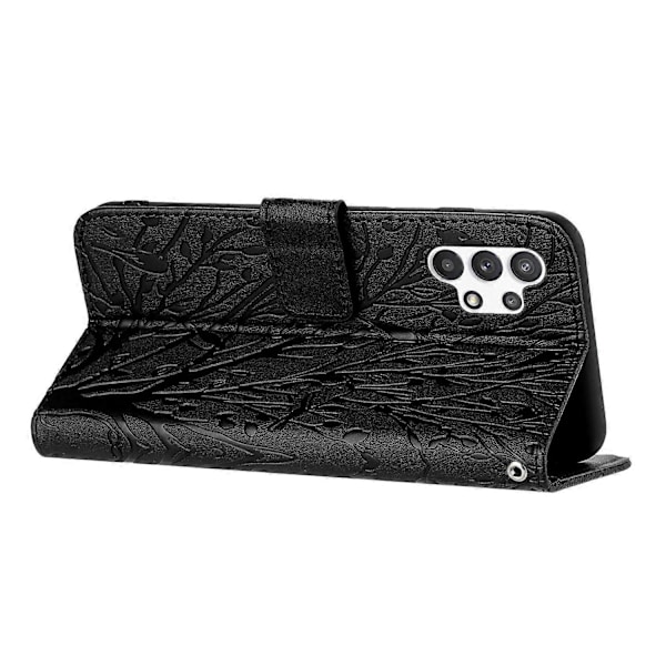 Til Samsung Galaxy A32 4G (EU Version) Etui Træ Fugl Prægning Læder Wallet Stand Cover Multicolor Style C