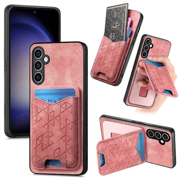 För Samsung Galaxy S23 FE Fodral Präglat Mönster Korthållare Ställ Läder Baksida Multicolor Style A