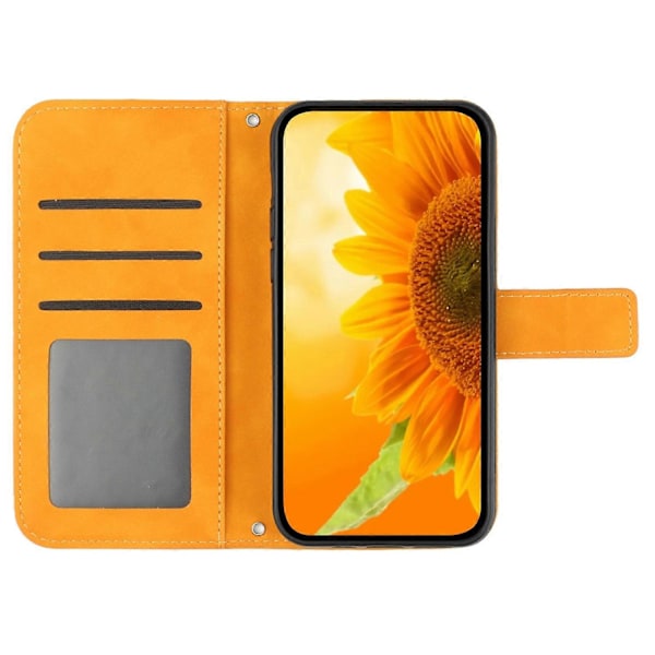 För Samsung Galaxy A35 5G Mobilskal Handledsrem Plånbok Solros Skydd Multicolor Style G