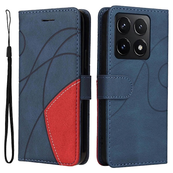 KT Læder Serie-1 Til Xiaomi 14T Læder Etui Farvesplejsning Telefon Cover Wallet Stand Multicolor Style B
