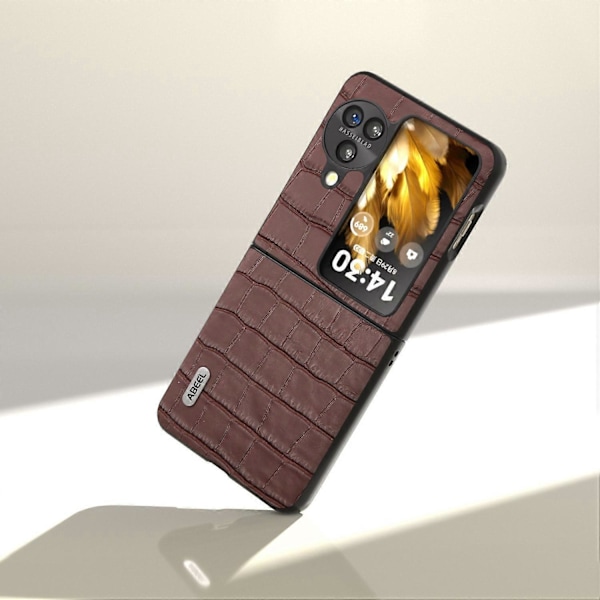 Krokodille tekstur etui i ægte okselæder + PC anti-ridse telefoncover til Oppo Find N3 Flip 5G Multicolor Style A