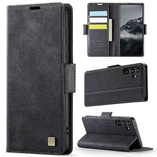 För Samsung Galaxy A55 5G Fodral AUTSPACE A11 RFID-blockerande Retro Läder Mobiltelefon Plånboksfodral Multicolor Black