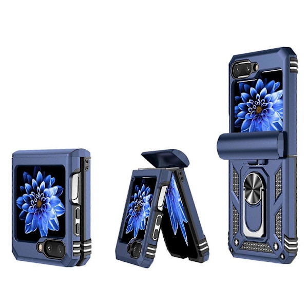 Skal för Samsung Galaxy Z Flip5 5G PC+TPU Anti-fall Ring Kickstand Multicolor Style D