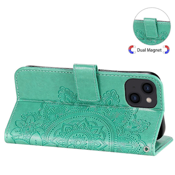 Tåligt Plånboksfodral med Blomstermönster, Läder, Ställfunktion för iPhone 13 6.1 tum