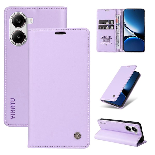 För Xiaomi Redmi Turbo 4 5G/Poco X7 Pro 5G Mobilskal YIKATU Magnetisk Stängning PU Läder Mobilskydd Multicolor Light Purple