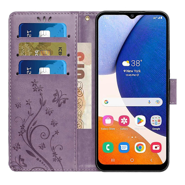 För Samsung Galaxy S24 FE Fodral PU Läder Plånboksfodral med Rem - Grå Multicolor Light Purple