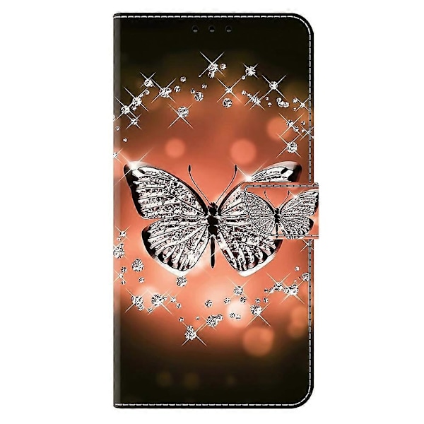Honor Magic7 Pro 5G -kotelo, 3D-kuvioitu PU-nahkainen lompakkokotelo jalustalla Multicolor Crystal Butterfly