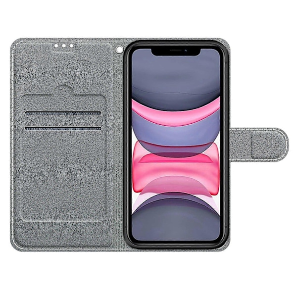 Allsidig Beskyttelse Støtsikkert Lærdeksel Telefonstativ Etui med Håndleddsstropp for iPhone 11 6.1