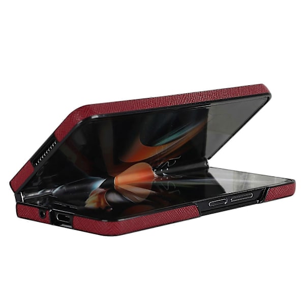 Samsung Galaxy Z Fold4 5G Iskunkestävä Puhelinkotelo PU-nahka+PC Ristikkäiskuvioitu Suojus Multicolor Style B