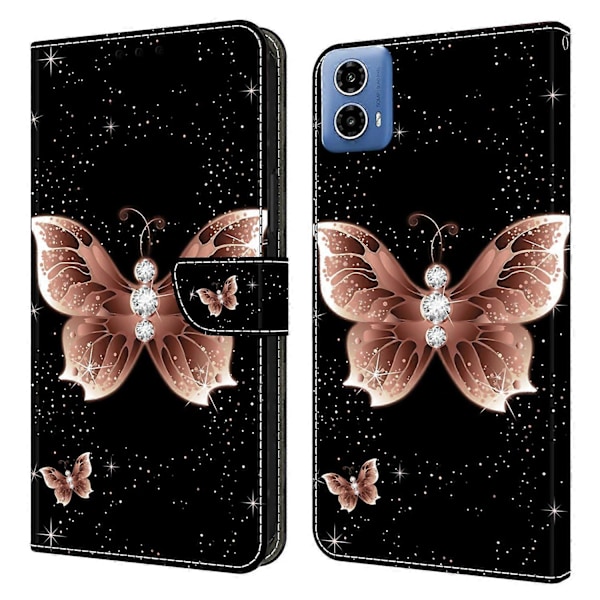 Læder Stand Cover med 3D-mønster og pung til Motorola Moto G24 Power Multicolor Style E