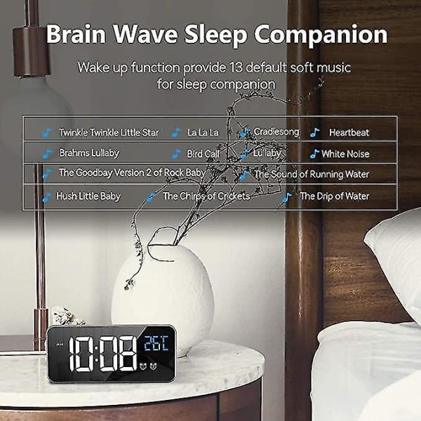 Digital väckarklocka, LED-väckarklocka med snooze-funktion, USB portar för laddning (silver)