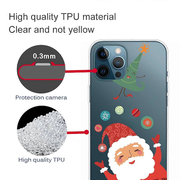 Til iPhone 16 Pro Max Cover Julemønster Print Blød TPU Telefon Cover - Sokker og Gaver Multicolor Santa and Magic Hat