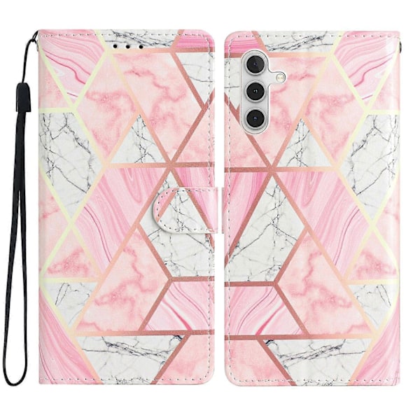 PU læder telefoncover med pung, stativ og mønsterprint til Samsung Galaxy S23 FE med rem Multicolor Style F