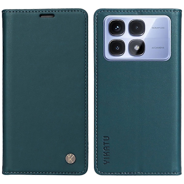 YIKATU YK-001 Xiaomi Redmi K70 Ultra -kotelo, jalustallinen nahkainen puhelinkotelo, vahva magneettisuljin Multicolor Green