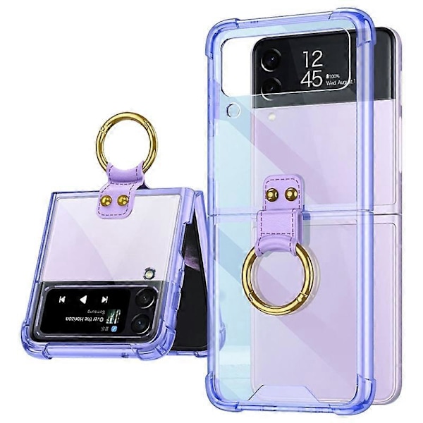 GKK Til Samsung Galaxy Z Flip4 5G Finger Ring Design Airbag TPU Gennemsigtigt Telefon Cover Multicolor Style D