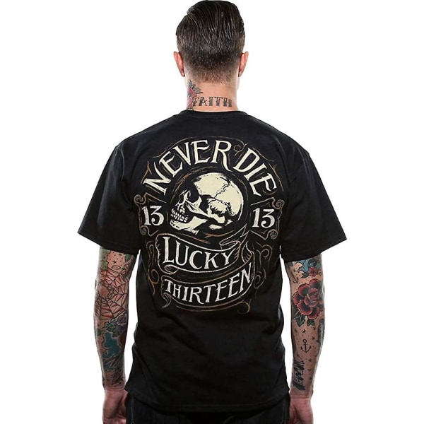 Lucky 13 Herrkläder Aldrig dör T-shirt Svart S