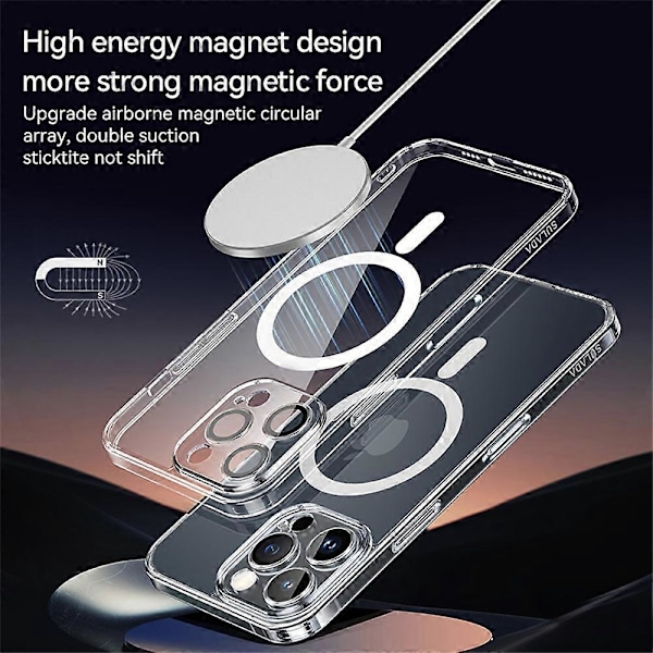 SULADA iPhone 16 Pro Max -kotelo sisäänrakennetulla linssisuojakalvolla, TPU+PC-puhelinkuori, MagSafe-yhteensopiva Multicolor Transparent Blue