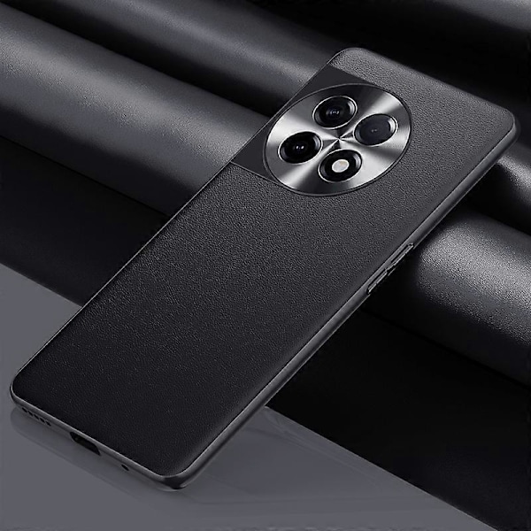 För OnePlus 11 5G PU Läderbelagt TPU+PC Halkfritt Skal Metalllinsdesign Skyddande Mobilskal Multicolor Style A