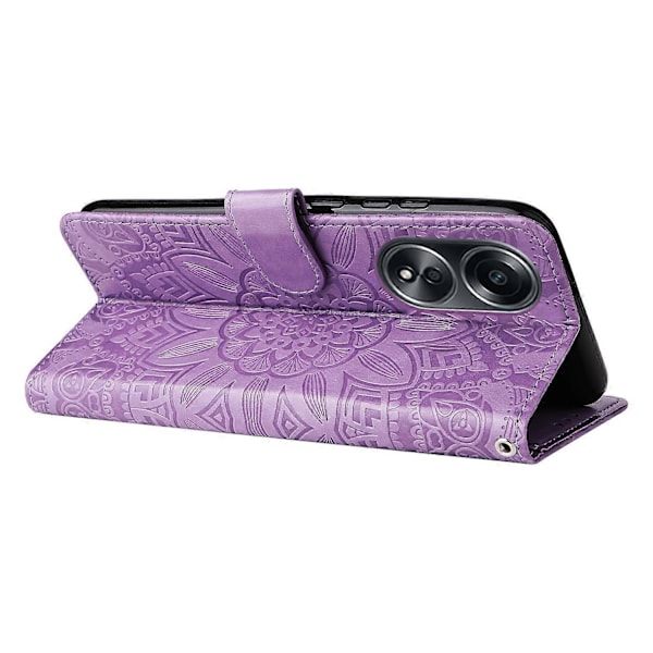 Mobiltelefonetui til Oppo A58 4G, Wallet Stand Shell PU Læder Solsikke Præget Telefoncover Multicolor Style C