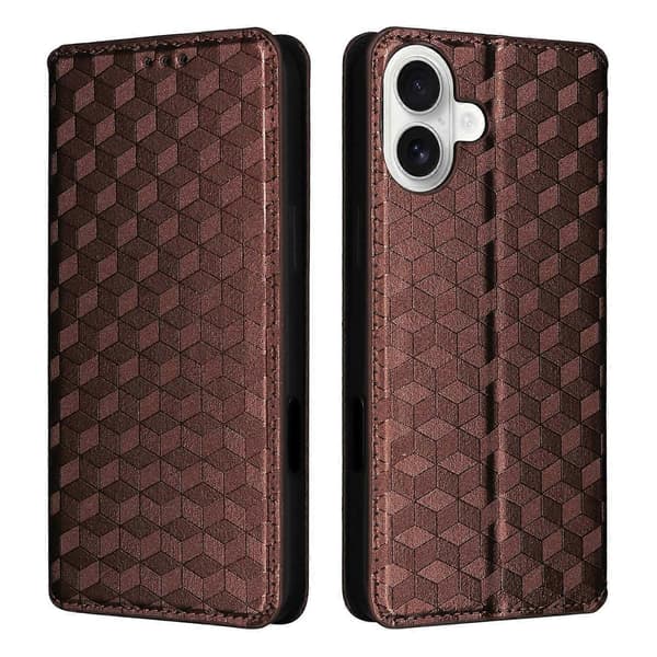 Plånboksfodral för iPhone 16, rombmönstrat läderfodral Multicolor Style F